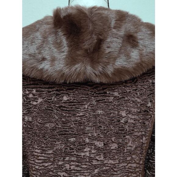TERRY LEWIS Classic Luxuries Full Length Brown Velour Faux Fur Coat Size XS (S) - Picture 12 of 14